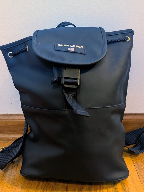 Ralph Lauren Handbags - Ralph Lauren Polo Sport 90s Vintage Navy Blue Nylon Bucket Bag Backpack